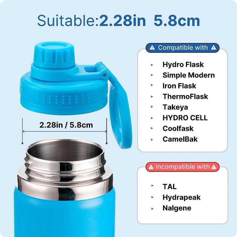 Prurex Replacement Spout Lid for Hydro Flask Wide Mouth Bottles (12/16/18/22/32/40/64oz) – 2.28" Leak-Proof Sports Cap Accessory, Secure Fit - Image 3